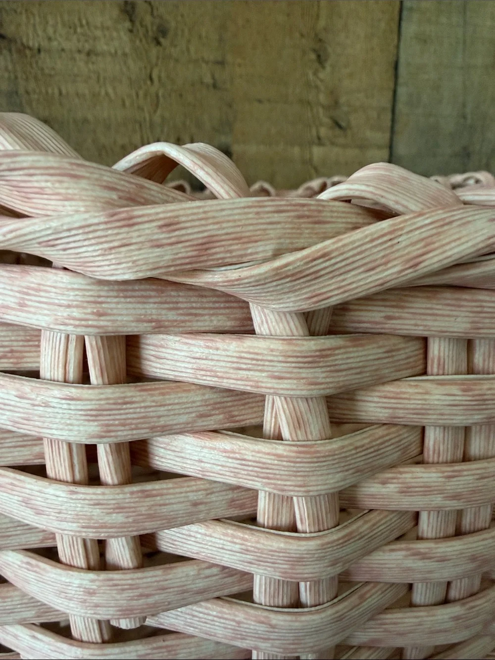 Large Pink Woven Storage Basket with Handles
